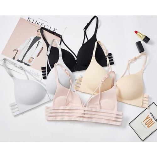 Sexy Women Front Closure Bras Solid Color Adjust Push Up Underwear Cross Beauty Back Padded Bralette Smooth Bras