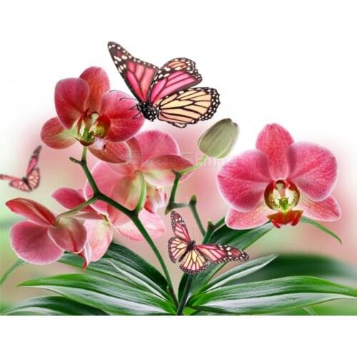 Flowers diamond painting butterfly orchids embroidery mosaic diamond dotz 5d rhinestone picture puzzle toy drawing wall decor