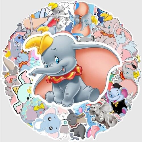 Disney 50pcs Dumbo Mixed Stickers for Car Styling Bike Motorcycle Phone Laptop Travel Luggage Cool Funny Sticker Bicycle Sticker