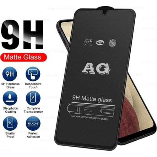 For Samsung A 12 Glass 9D Matte Frosted Tempered Glass for Samsung Galaxy A02 A02S A12 A32 A42 9H Screen Protectors Film Cover