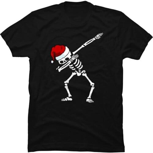 Dabbing Skeleton Santa Skull Casual Tshirts for Men All Cotton Father Day Tees Happy New Year Xmas T Shirt The Walking The Dead