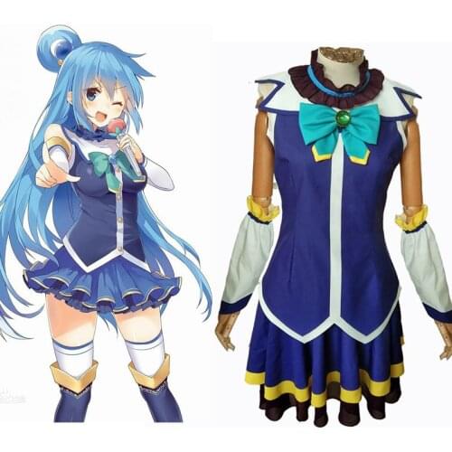 High-Q Unisex Anime Cos Kono subarashī sekai ni shukufuku wo! Konosuba Aqua Cosplay Costumes suit Sets