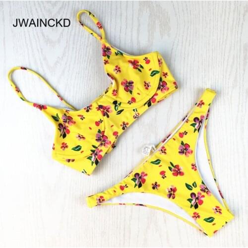 JWAINCKD Sexy Bikini Set Top Thong Swimwear Women Swimsuit Female Bathing Suit Underwire Push Up Padded Biquini Maillot De Bain