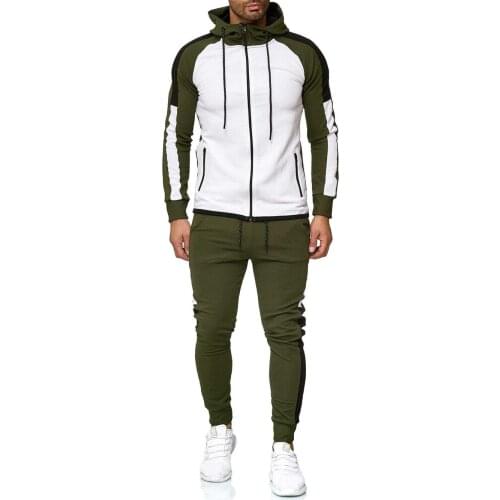 2 Pieces Sets Tracksuit Men New Brand Autumn Winter Stripe Patchwork Hoodies Sweatshirt +Drawstring Pants Size 5XL