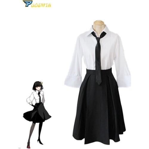 Bungo Stray Dogs Akiko Yosano Cosplay Costumes Shirt & Skirt & Tie & Gloves &Stockings School Uniform Suit