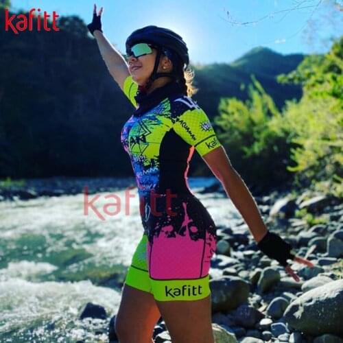 Kafitsummer new short-sleeved cycling jersey suit one-piece suit womens professional triathlon bicycle mountain bike Macaquinho