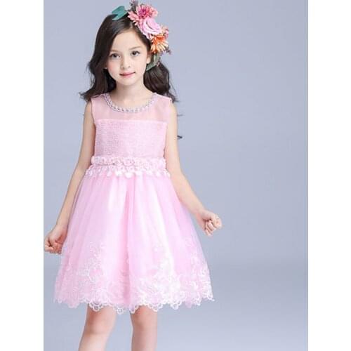 Fairy Beatiful Girls Dress Child Pink Flower Girl Vestidos 2021 Fancy Kids Clothes for 3 4 5 6 7 8 9 10 11 12 T AKF164105