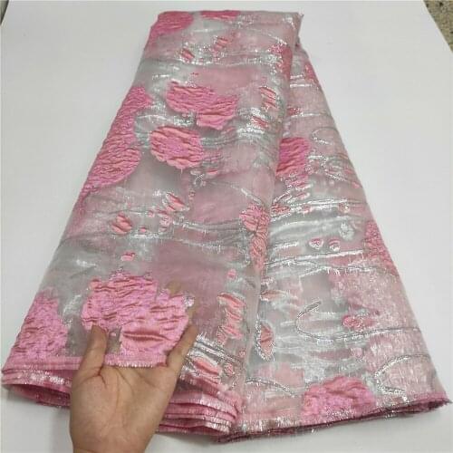 Pink Brocade Lace Fabrics 5 yards/pcs 2021 Hot African Embroidery Lace Fabric Nigerian French Tulle Lace Fabric For Bridal Dress