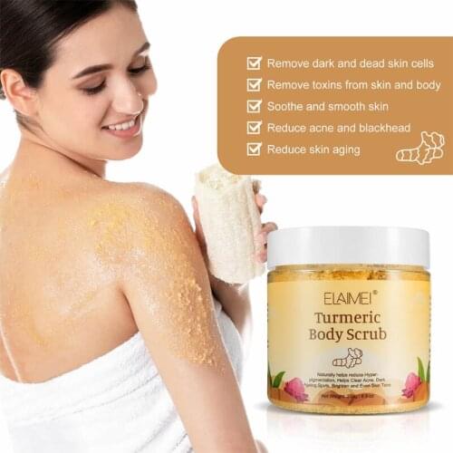 Turmeric Natural Salt Body Scrubs with Exfoliating Moisturizing Nourishing Salt Scrub Deep Cleansing Smooth Body Skin