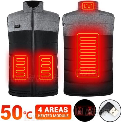 4 Areas Heating Jacket Moto USB Heated Vest Ski Winter Motorcycle Down Jacket Warm Vest Thermal Motorbike Hunting Clothing Men