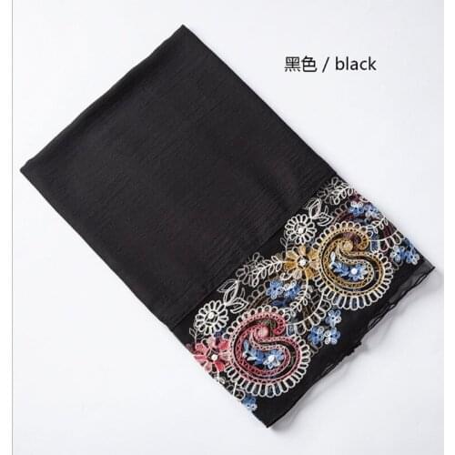 Laven embroider lace floral beads scarves cotton shawls muslim hijab wraps scarf headband autumn scarves 180*70cm 10pcs/lot