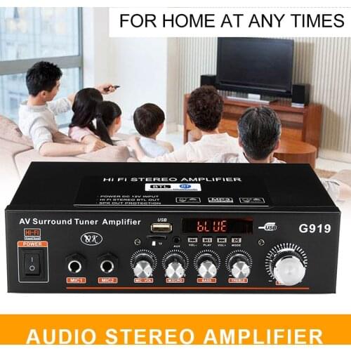 12V/220V 360W G919 Mini Amplificador Audio Bluetooth Stereo Power Amplifier FM SD Hifi 2CH Amp Music Player For Car Home