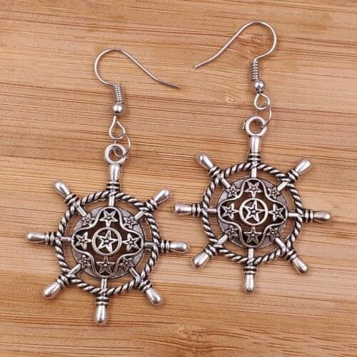 Fashion New Earrings Boat Anchor Circle Sea Ocean Punk Cool Trendy Alloy Metal Fashion Women Men Party Birthday gift AJ021-022