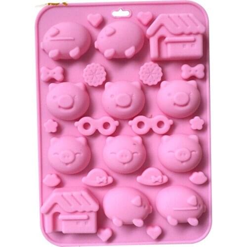 Multi Expression Pig House Shape Chocolate Fondant Cake Cookie Silicone Mold Decorating Tools DIY Soap Mold H415