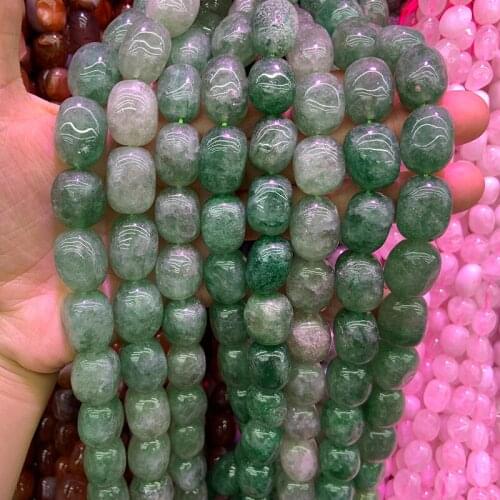 Natural Green Strawberry Quartz Stone Beads 15'' Freeform DIY Loose Beads For Jewelry Making Women Beads Bracelet Necklace Gift