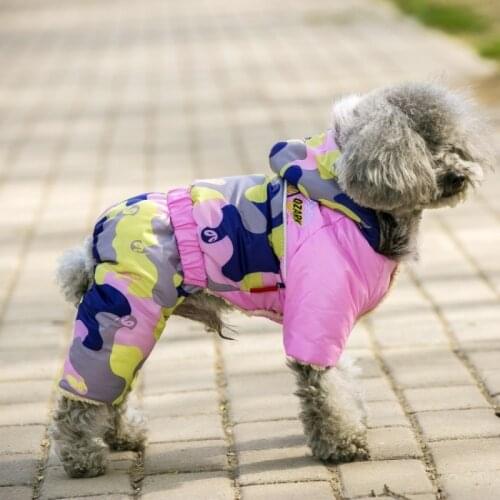 New Pet Clothing Winter Dog Clothes Hoodies Warm Thicken Small Dog Coats Jackets Camouflage Pink Jumpsuit Apparel Large Size XXL