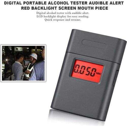 Newest Digital Alcohol Tester Square Shape Quick Response And Resume Audible Alert Red Backlight Screen Mouth Piece Hot Selling