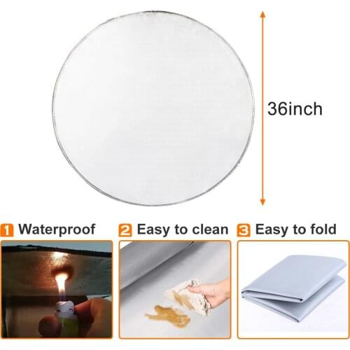 36'' Fireproof BBQ Grill Mat for Outdoor Patio and Deck Protection Fire Pit Fire Resistant Protective Floor or Ground Cover
