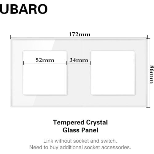 UBARO Tempered Glass Panel Frame 86-146-172-258-344-430*86mm Multi Size Middle Hole 52mm Only Socket Accessory Diy Installation