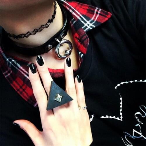 Punk Gothic Rock Handmade Ball Hanging Round Leather Bondage Collar Choker Necklace