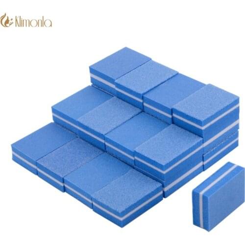 50Pcs/Lot Professional Sponge Nail File 100/180 Grit Blue Square Block Files Polishing Nail Art Manicure Beauty Care Supplier