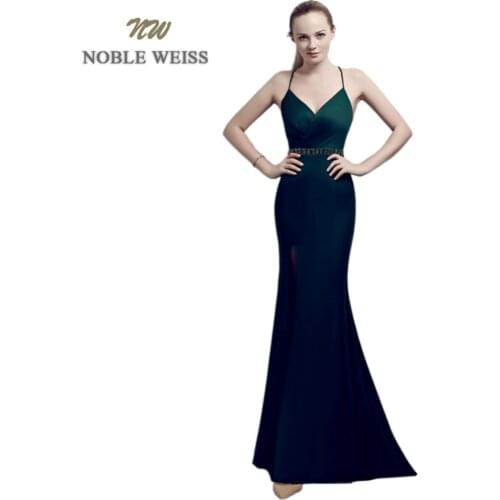 Prom dresses long sexy vestido formatura v-neck mermaid side slit beading backless sweep train prom gown