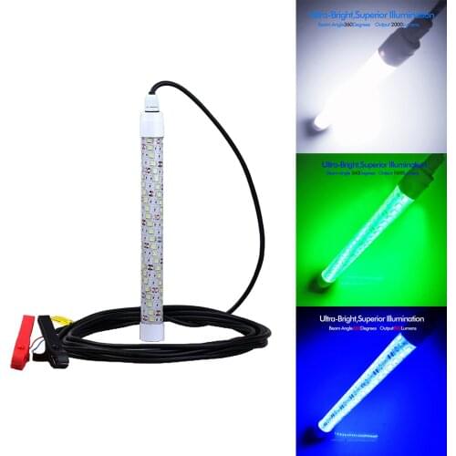 12V 20W 108 LED Submersible Fishing Light Deep Drop Water Ice Fishing IP68 Easy Install Waterproof Multifunction Boat Clip