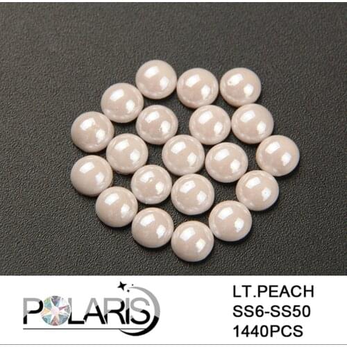 Polaris AAAAA Lt.Peach Half Round Hotfix Rhinestones Ceramic Pearl Strass Rhinestones Iron-on For Sew Garment Accessory