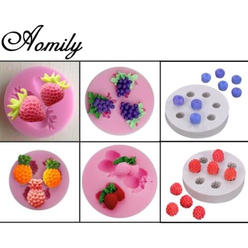 Fondant Silicone Molds Cherry Pineapple Strawberry Lychee Blueberry Raspberry Chocolate Mold Cake Decorating Tools Bakery Tools