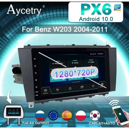 PX6 Car radio 1 Din Android 10 dvd GPS For Benz W203 W209 W219 A-Class A160 C-Class C180 C200 CLK200 Multimedia video player 4G