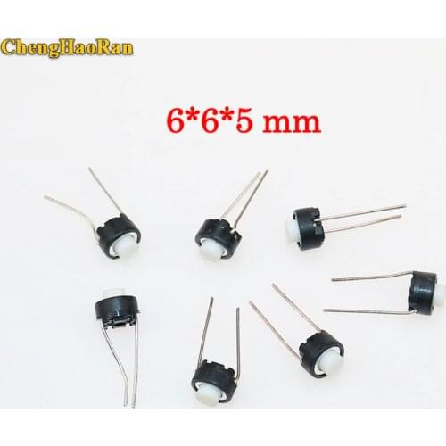 ChengHaoRan 20-100pcs Touch switch button 6*6*5mm DIP 6X6X5 mm Tactile Tact Push Button Micro Switch Momentary for A-L-P-S white