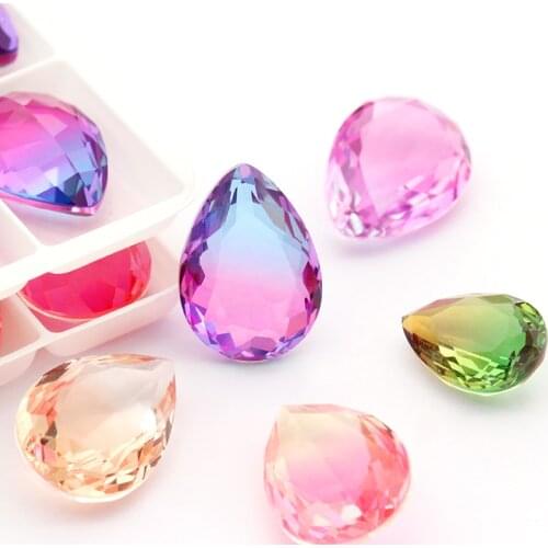 Drop Glitter Tourmaline color Rhinestones Crystal Glass for Jewelry Making Pointback Crystal for Craft Glue on Clothing Garment