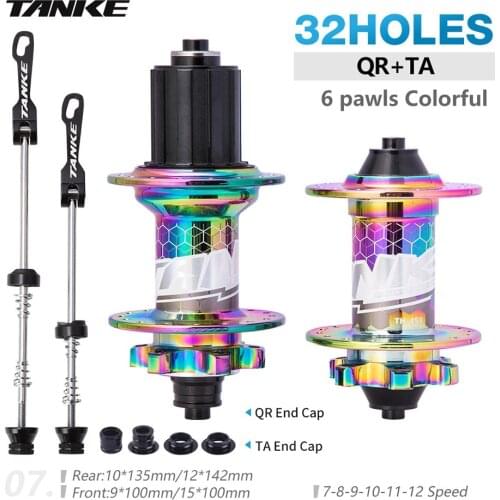 TANKE MTB Bike Bicycle Hubs 32 Hole Novatec Cube 6 Pawls 142mm/148mm Thru Axie Aluminum Alloy Hub Bicycle Parts