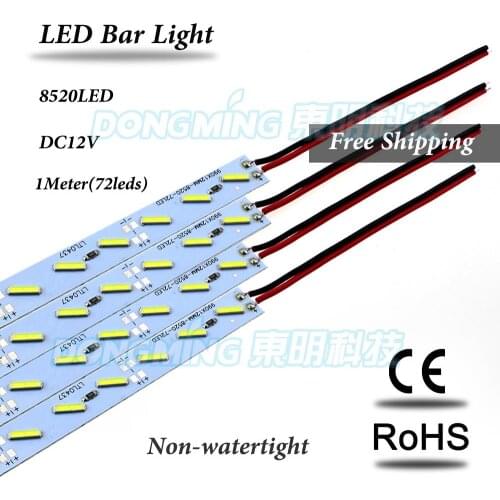 Super Bright Hard luces Bar light DC 12V 50cm 72 led SMD 7020 Aluminum Alloy Led Strip light Home Kitchen Cabinet Lamp 30pcs/lot