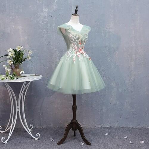 Free ship light green short ball gown flower embroidery veil dress Medieval Gown princess costume Victorian/can customs siz