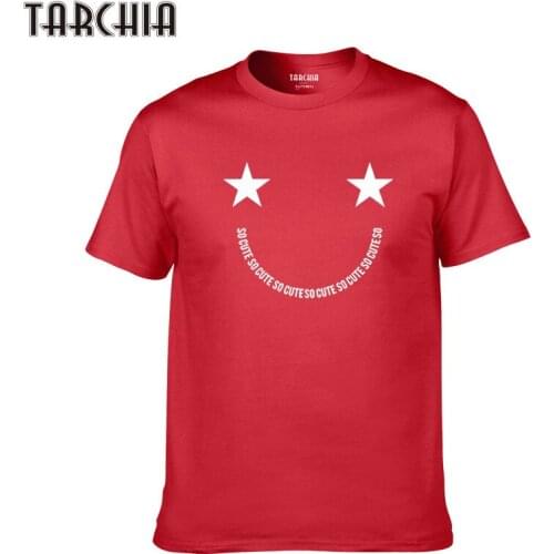 TARCHIA 2021 New Smiley Face Cotton Slim Fit T Shirt Homme Sleeve Boy Male Top Spring Print Men Tees Tops Casual T Shirt Men