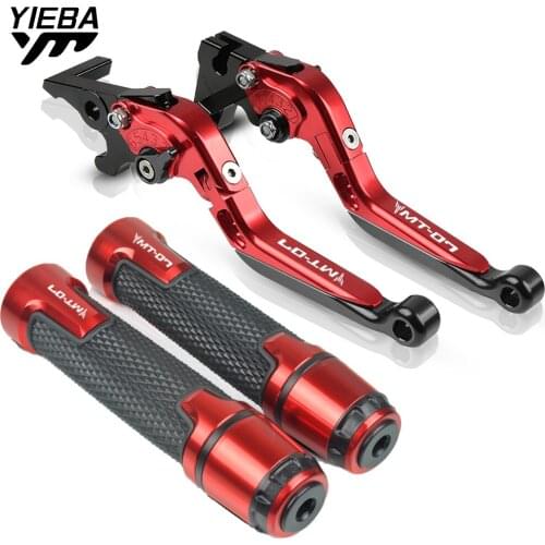 Motorcycle CNC Brake Clutch Lever & 7/8 22MM Handlebar Grips For Yamaha MT07 MT-07 FZ07 2014 2015 2016 2017 2018 2019 2020 2021
