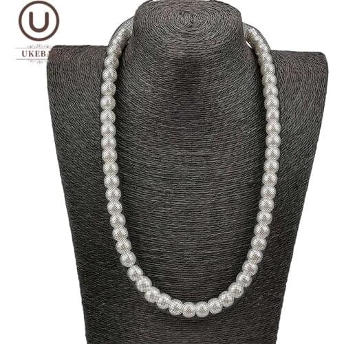 UKEBAY New Black Mesh Necklaces Women Choker Necklace Hollow Design Luxury Pearl Jewelry Match Sweater Chains Boho Necklace Gift