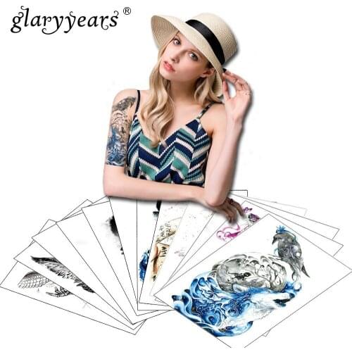 Glaryyears 12 Sheets/Set 15*21cm Temporary Tattoo Sticker Fake Tatoo Flash Tatto Waterproof Small Body Art Men Women PKM12set06