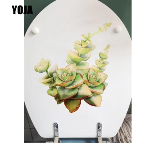 YOJA 19.5*22.8CM Potted Succulent Plants Toilet Seat Stickers Decoration Home Room Wall Decals T1-0357