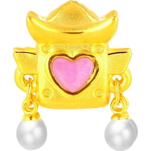 Pure 24K Yellow Gold Bracelet Women 999 Gold Pearl bridal sedan chair Bracelet