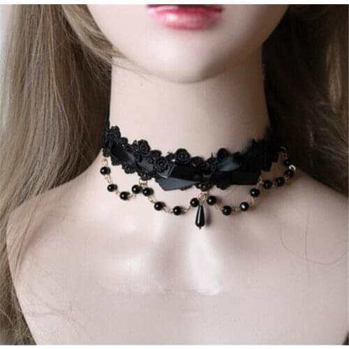 Sweet Lolita pendant bownot Choker Harajuku Cute Ribbon Chain Women Necklace B1280