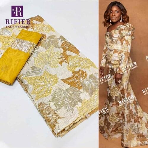 Gold African Fabric Embroidery Net Tulle Lace Swiss Organza Embroidery Guipure Party Women Dress Wedding Bazin Riche Fabrics