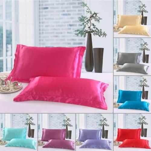 1/2 Pcs/Set New Standard Size Polyester Satin Pillowcase ,100% Imitation Silk Solid Color Soft Comfortable Pillow Cover