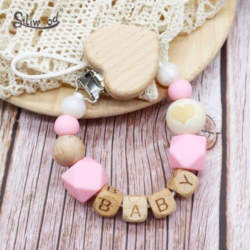 1pc Customized Name Handmade Pacifier Clips Holder Cartoon Dummy Clips Silicone Pacifiers Leashes Baby Teether Teething Chain