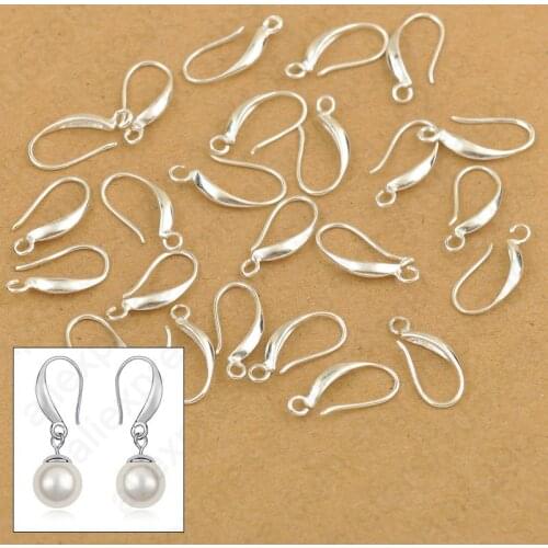 100Pcs/Lot Fine Jewelry Design Earring Findings 925 Sterling Silver Ear Hook For Cubic Zirconia Crystal Beads