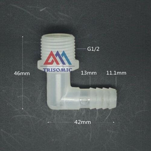 11.1mm*G1/2 Elbow screw thread type Connector Tube Joiner Material PP Plastic Fitting Tank Airline acid and alkali resistant