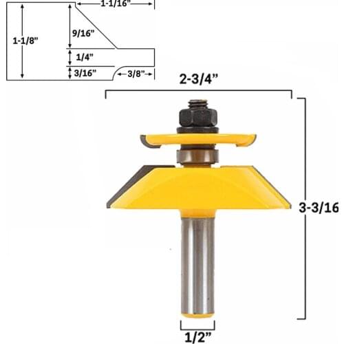 12mm 1/2" Shank Raised Panel Router Bit with Backcutter Chamfer Milling Cutter Ogee Woodworking Cutter Tenon Knife MC03106