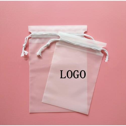 30 Pcs Custom Logo Drawstring Storage Bag CPE Jewelry Bag Cosmetic Make Up Tool Packaging Bag Home Travel Package Gifts Bags