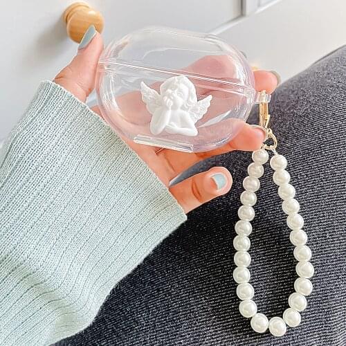 3D Angel Case for Huawei Freebuds 3 4 4i pro Case Soft Earphone Cover for freebuds pro free buds 4 i 3 Cases with Pendant Pearl